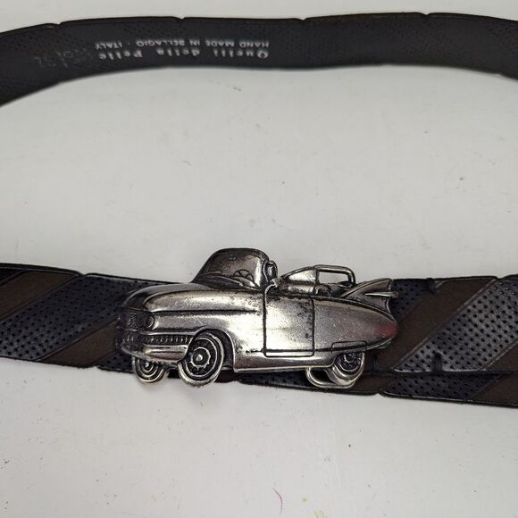 Vintage Italian Leather Belt with Car Buckle – Quelli Della Pelle – Size 37–42 - Picture 2 of 9